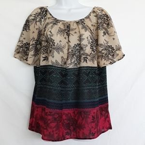 Halo Flowy Floral Print Loose Fit Top Medium
